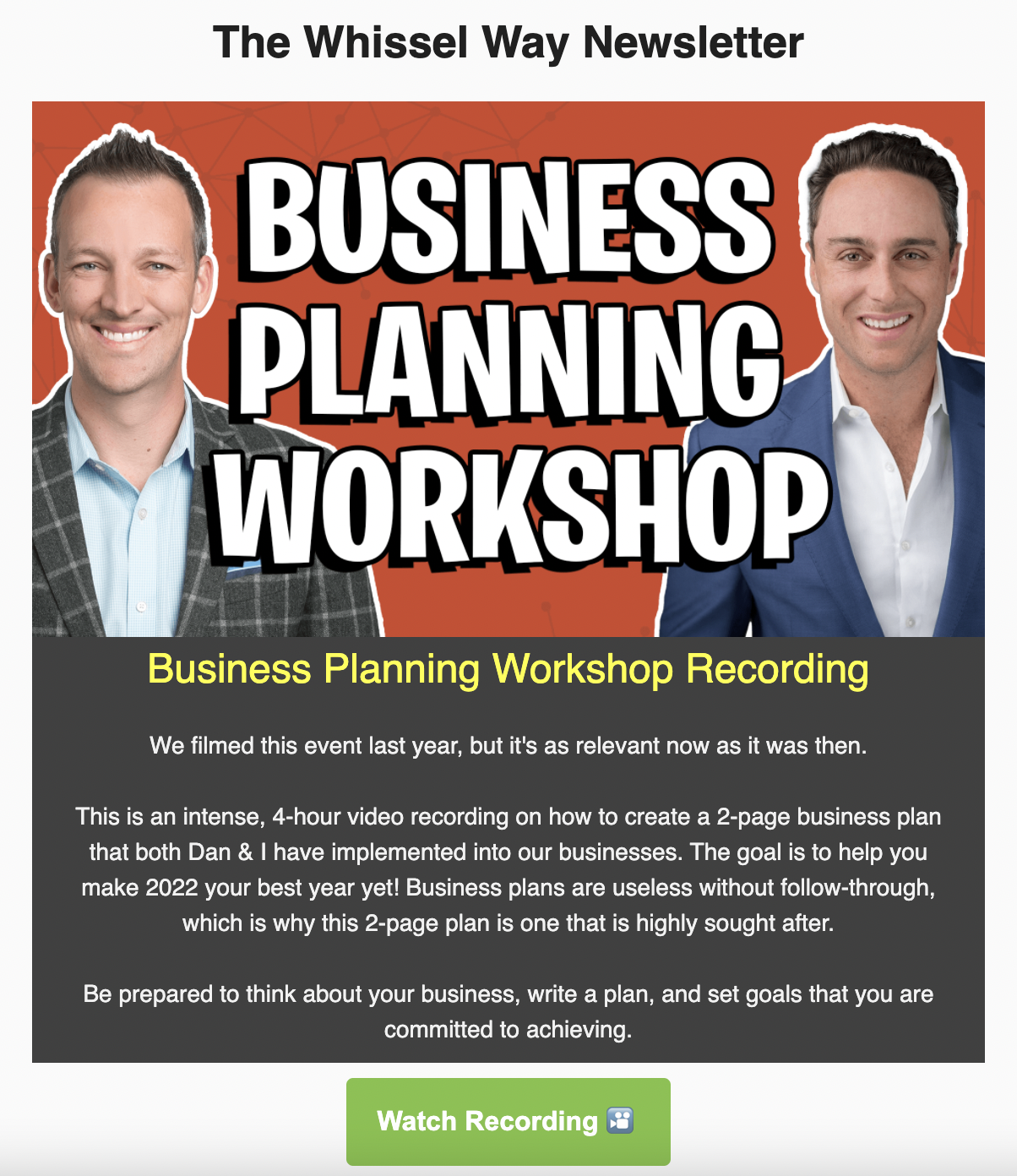 Business Planning Workshop Virtual Example