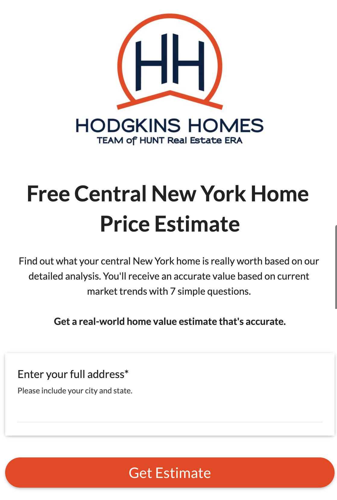 Free Home Value Report Landing Page
